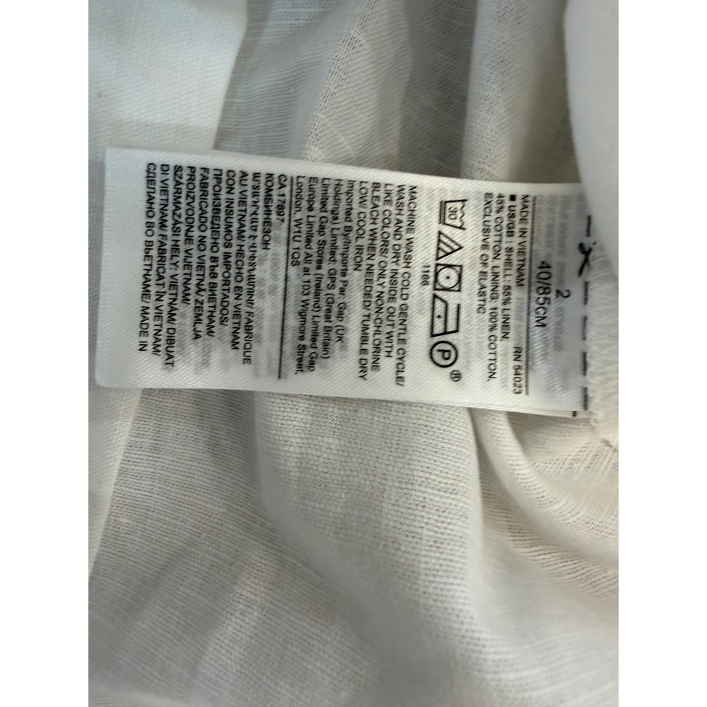 Gap Linen Blend Strappy Button Front Jumpsuit Women 2 White Wide Leg Coastal - Picture 7 of 10